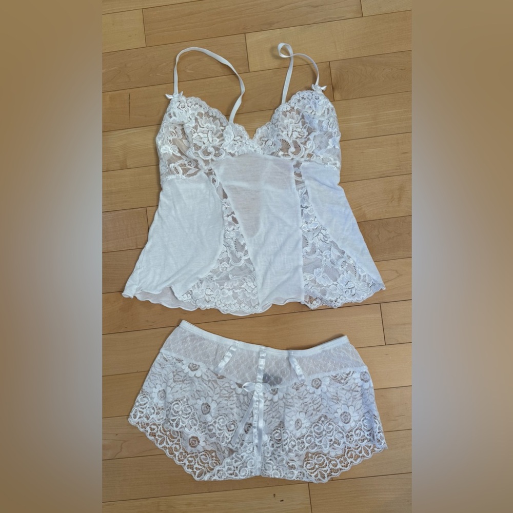 H.O.T.  White Lace Camisole & Short Size S
